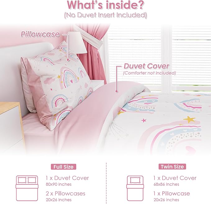 SANDJEST Rainbow Duvet Cover Sets Full Size - Image 2