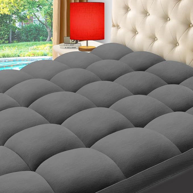 ELEMUSE Twin Grey Cooling Bamboo Viscose Mattress Topper by ELEMUSE