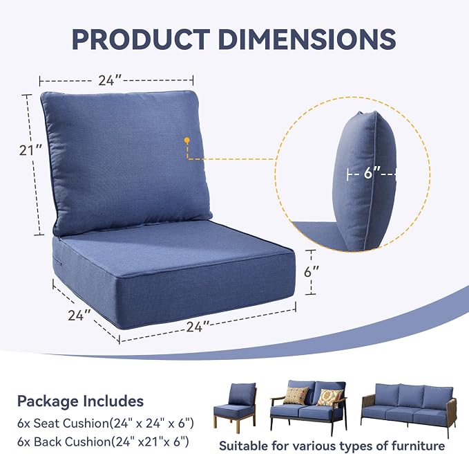 Outdoor Cushion Set for Furniture Patio Furniture, UV Resistant, Water Resistant - Image 2
