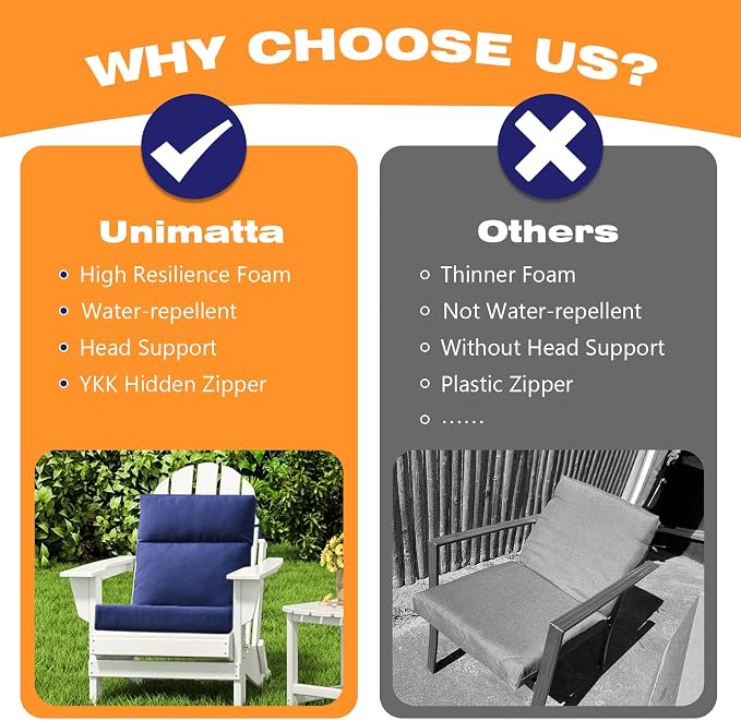 Outdoor High Back Chair Cushion Seat Pads, 44 x 21 Inch Water-Repellent & - Image 6