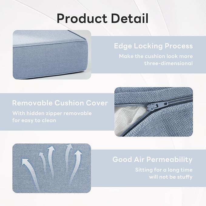 6" Thicker Outdoor Chair Cushion 3 Sets - Image 6