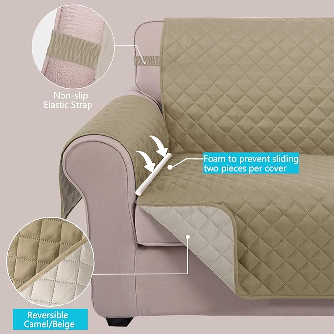 U-NICE HOME Loveseat Sofa Cover Reversible Couch Covers - Image 3