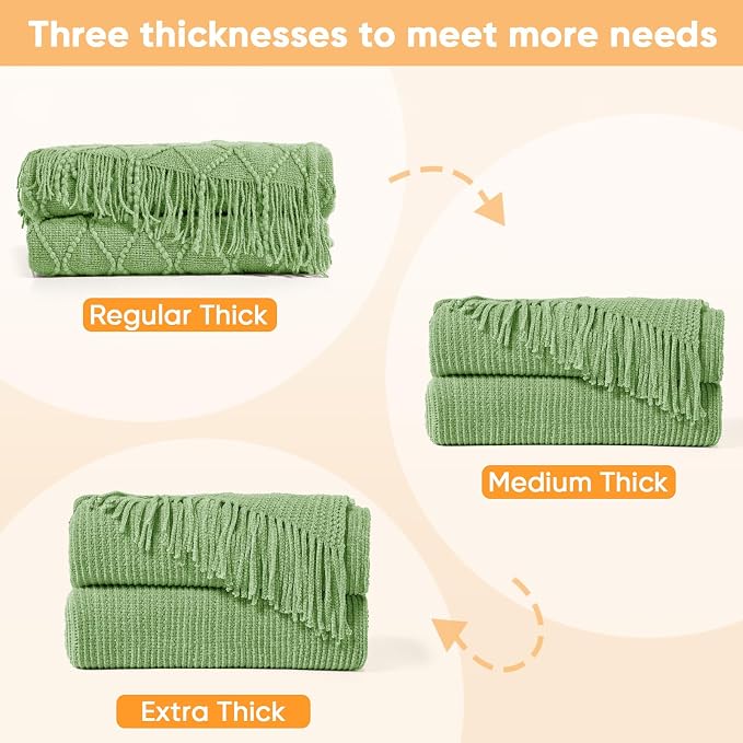 inhand Basil Throw Blanket for Couch Bed, Chunky Chenille Woven Soft Warm - Image 4