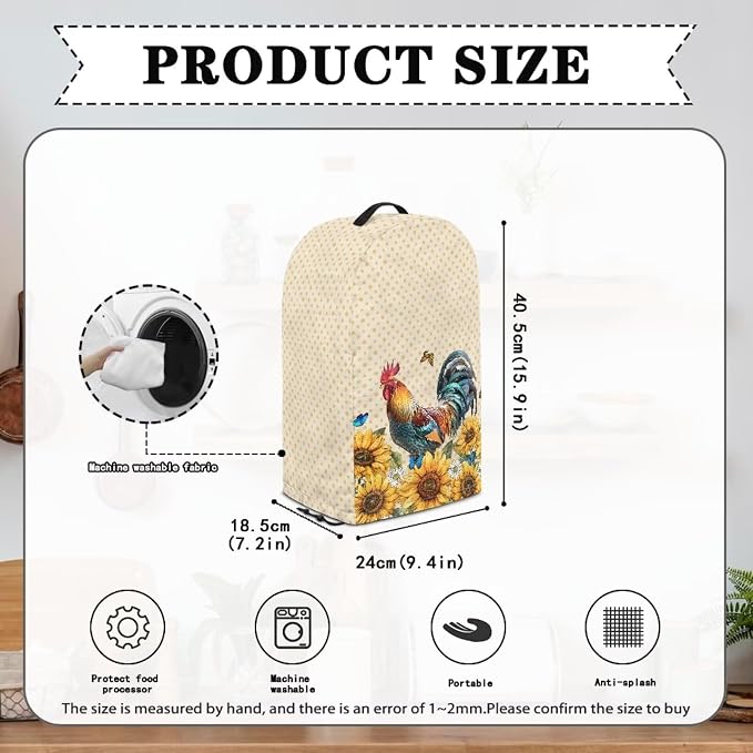 Rooster Sunflower Blender Dust Cover Stand Mixer or Coffee Maker Appliance - Image 6