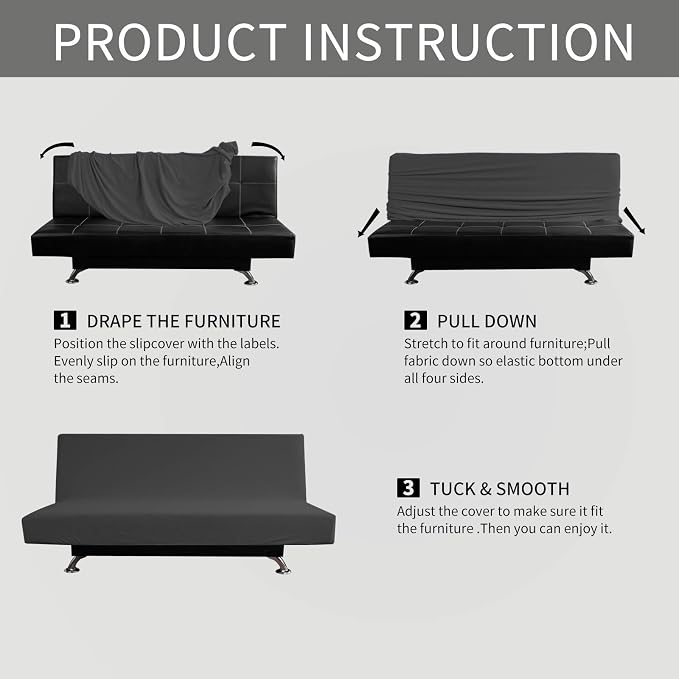 Easy-Going Stretch Futon Slipcover Armless Futon Bed Cover Furniture Protector - Image 6