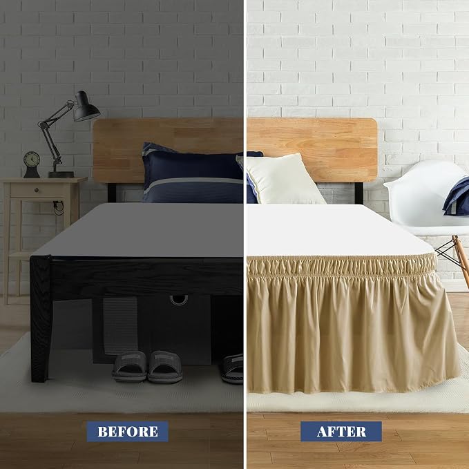 Twin Bed Skirt, Elastic Wrap Around Bed Skirt Twin Size, Bed Skirts - Image 3