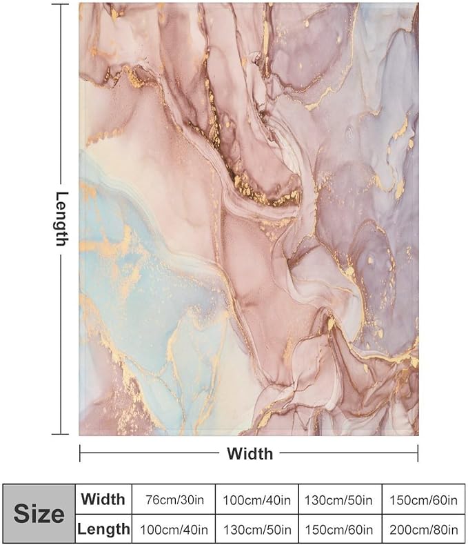 Abstract Marble Blanket, Modern Luxury Baroque Golden Pink Purple Stone Veins - Image 2