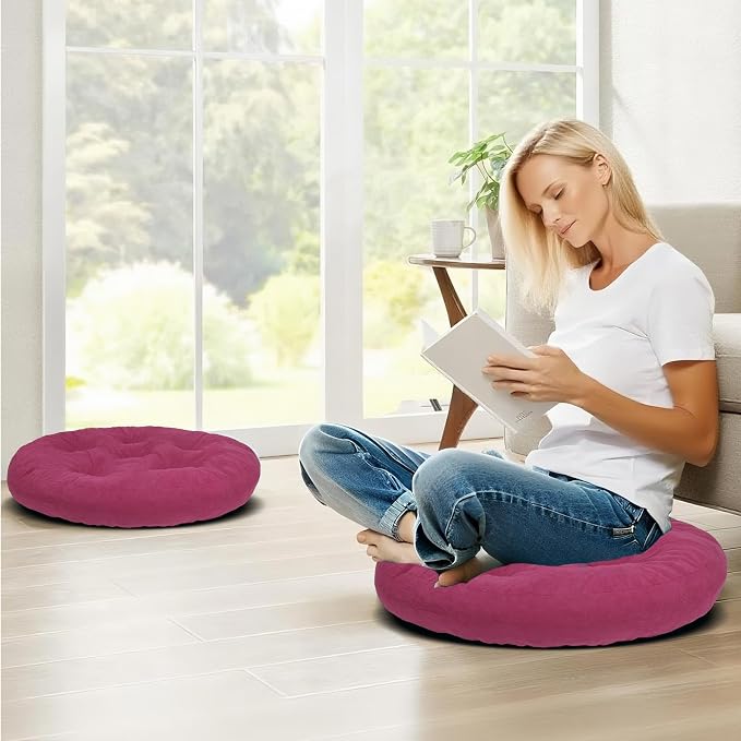 Meditation Floor Pillow Set of 2, Round Large Pillows Seating - Image 3