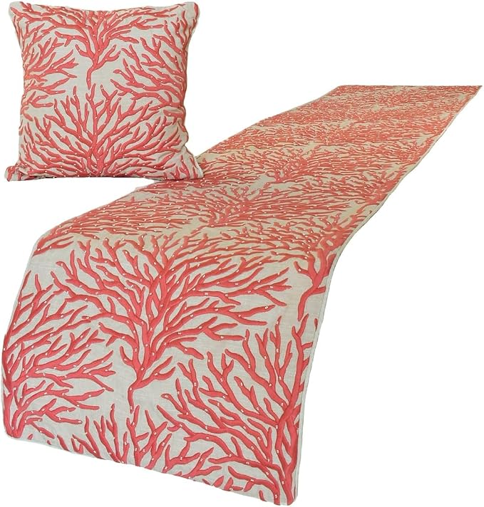The HomeCentric King/Queen/Twin Coral, Peach & Pink Designer King 90"x18" Bed - Image 3