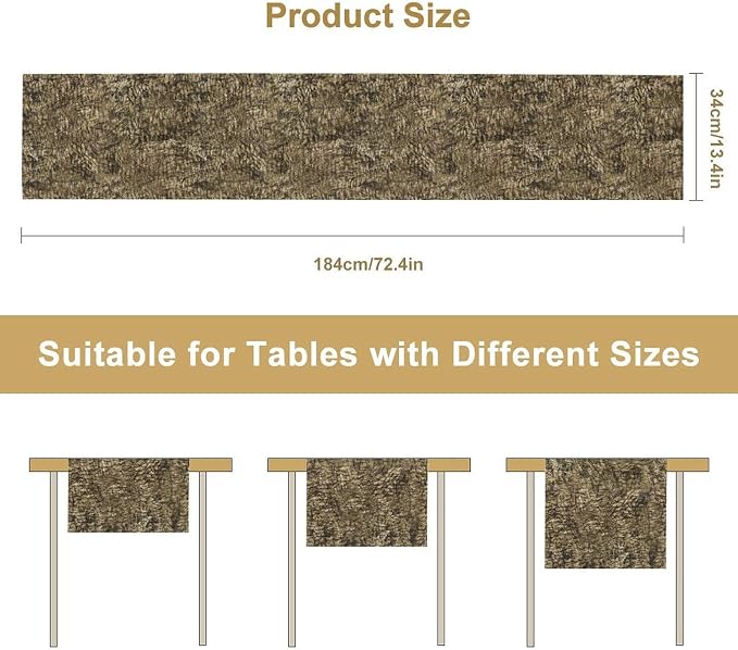 Forest Tree Bark Table Runner, Retro Camo Rustic Country Old Trunk Wood Table - Image 7