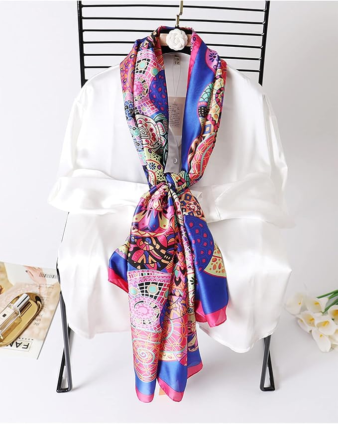 Fashion Scarves Scarf 100% Silk Feeling Scarf Silk Like Scarves Long - Image 2