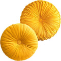 2 Pcs Round Throw Pillows Pleated Velvet Pumpkin Round Pillows Floor Cushion by Teieas