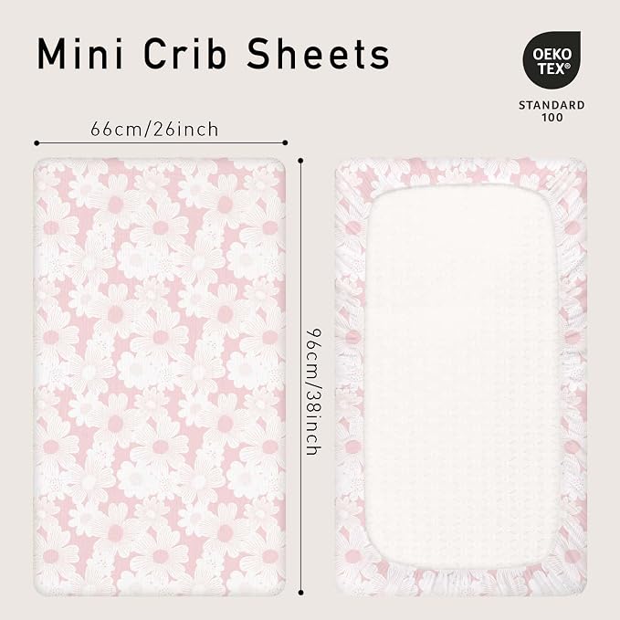 Gllquen Baby Muslin Mini Crib Sheets 3 Pack, Breathable Pack and Play Sheets - Image 4