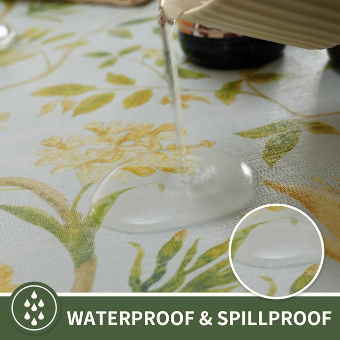 Square Table Cloth, 100% Waterproof Tablecloth Oil Proof Spill Proof Vinyl - Image 2