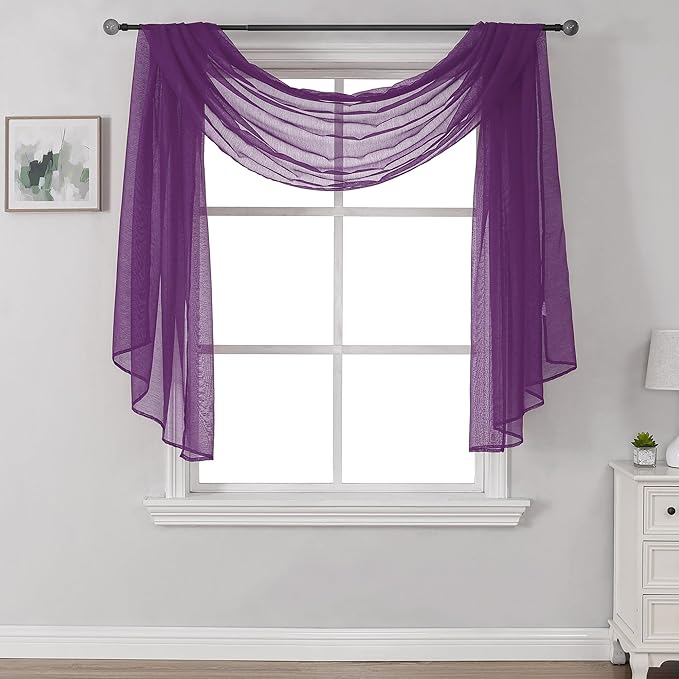 DONREN 144 Inch Length Window Scarf by DONREN