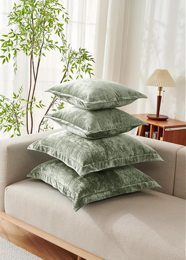 Luxurious Velvet Euro Shams Decorative Throw Pillow Covers 26x26 Set of 2 Solid - Image 3
