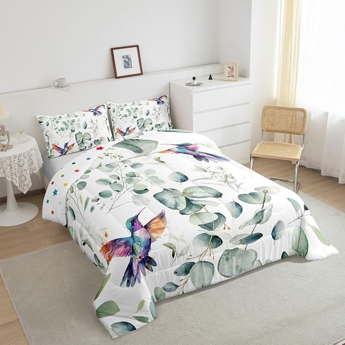 Erosebridal Cartoon Hummingbird Queen Bedding Sets Toddler Wildlife Bird - Image 5