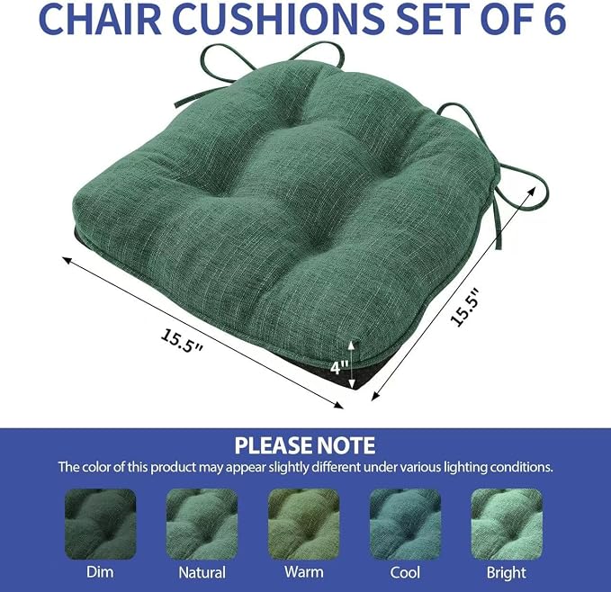 Chair Cushions for Dining Chairs Set of 6, Kitchen Chair Cushions, Chair Pads - Image 2