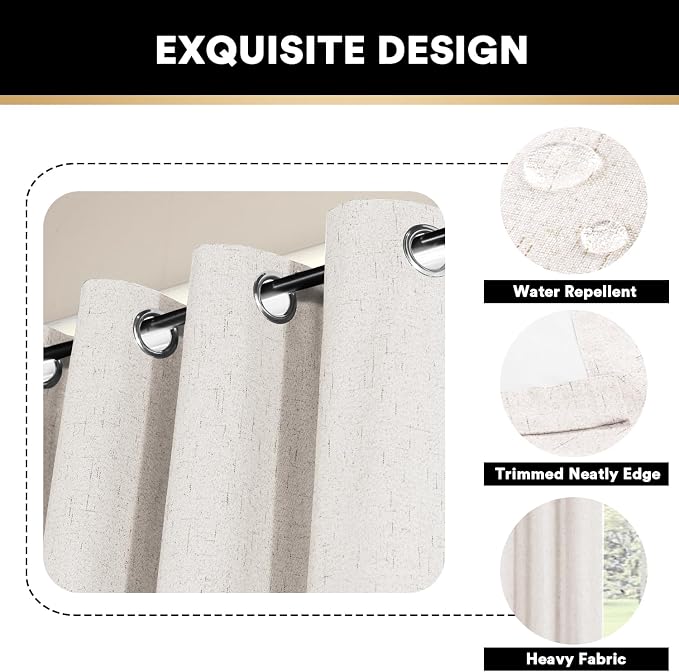 PrinceDeco Blackout Curtains 108 Inches Long Solid Thermal Insulated - Image 6