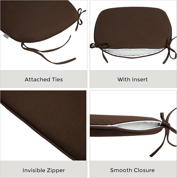 Outdoor Chair Cushions Set of 2, Patio Seat Cushion 17"x16"x2", U-Shaped Dining - Image 4