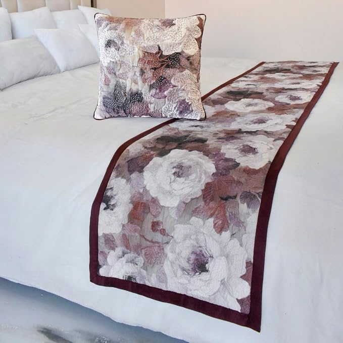 The HomeCentric King/Queen/Twin Purple Decorative CA King 86"x18" Bed Runner by TheHomeCentric
