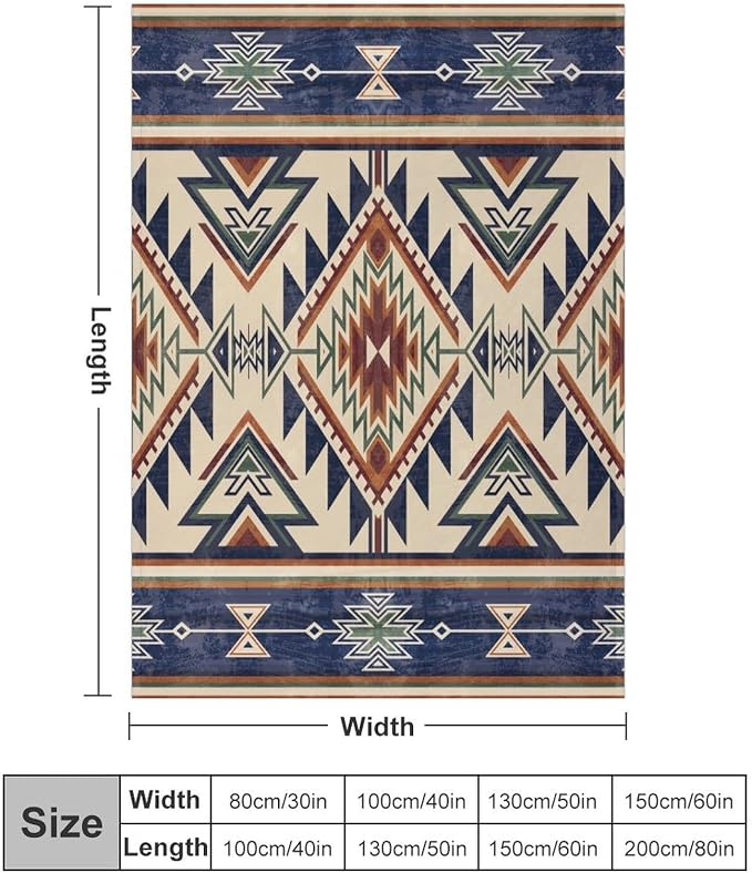 Native Throw Blanket, Southwest Tribal Aztec Pattern Vintage Abstract Ethnic - Image 2