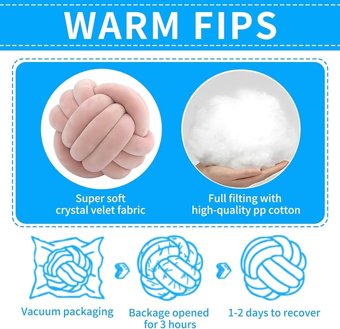 Knot Ball Pillows, Round Throw Pillow Cushion Home Decoration Soft Plush Pillow - Image 7