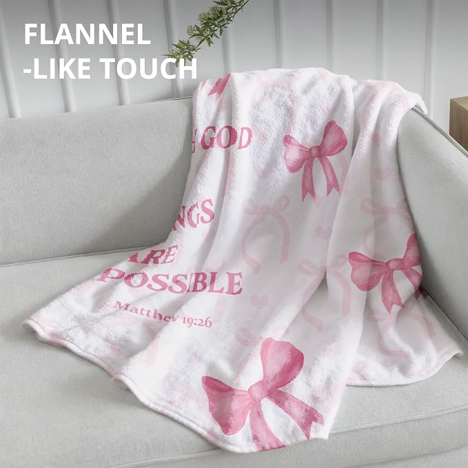Coquette Pink Bow Christian Blanket, - Image 4