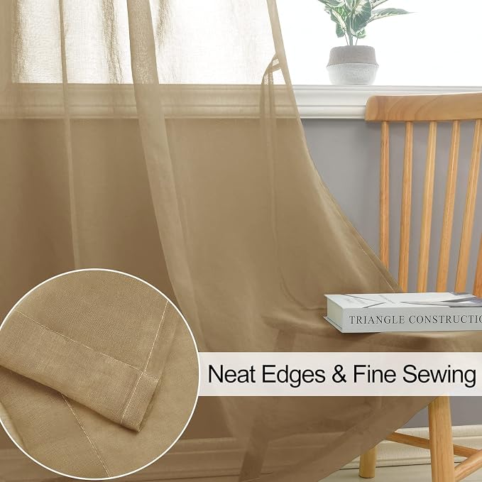 XWZO Sheer Curtains for Bedroom, Grommet Airy & Lightweight Light Filtering - Image 4