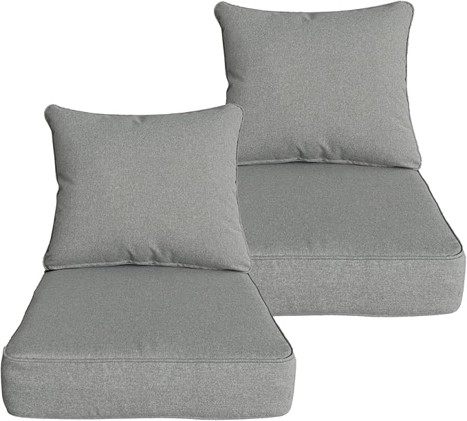 Goodgoods 24x24 inch Outdoor/Indoor Deep Seat Patio Cushions Set of 2 Resilient by Goodgoods