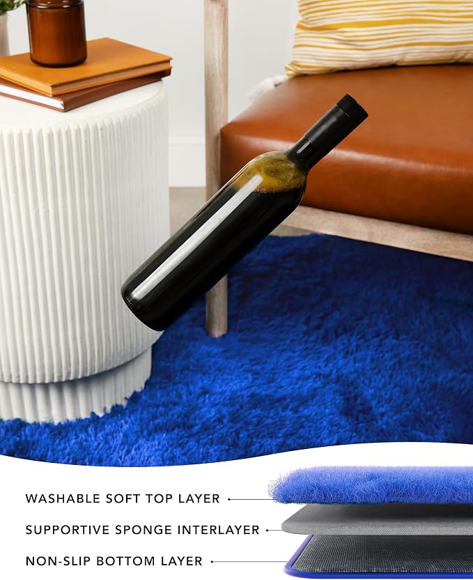 Ophanie 6x9 Navy Blue Rugs for Living Room, Large Fluffy Carpet, Fuzzy Plush - Image 3