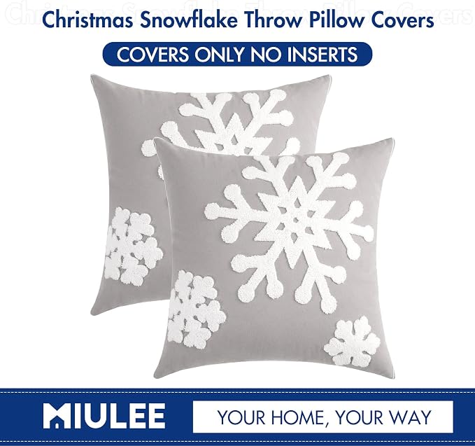 MIULEE Pack of 2 Christmas Decorative Snowflake Throw Pillow Covers Canvas - Image 6