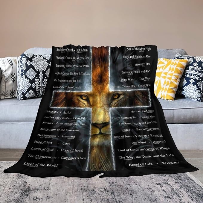 Christian Lion Blanket Scripture Jesus Throw Blanket Christian Gifts - Image 7