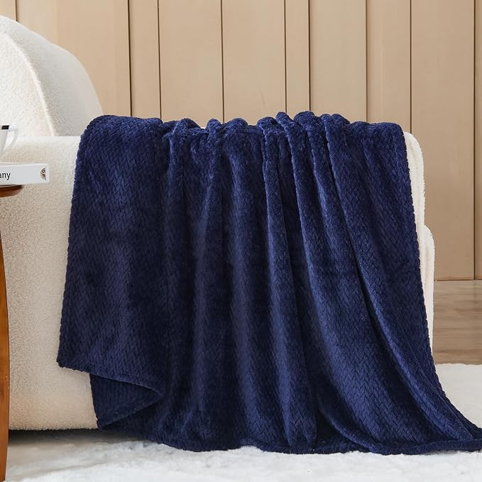 NEWCOSPLAY Super Soft Queen Blanket Dark Navy Premium Silky Flannel Fleece - Image 8