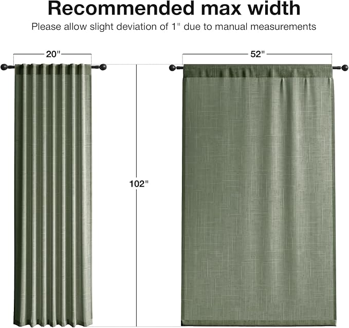Anmao Natural Linen Curtains for Living Room 102 Inch Length 2 Panels Set - Image 6