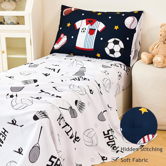 PERFEMET 4 Pieces Sports Toddler Bedding Sets - Image 4