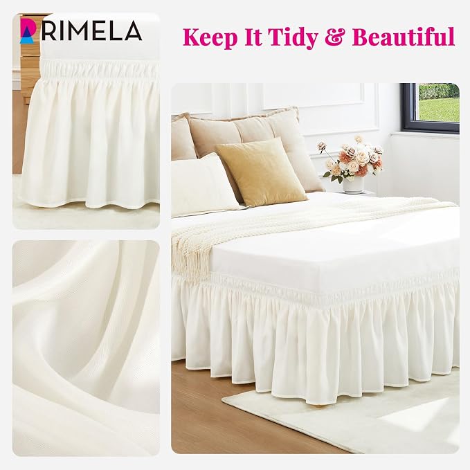 RIMELA Bed Skirt Queen Size 15 Inch Drop, Wrap Around Elastic Bedskirt - Image 4