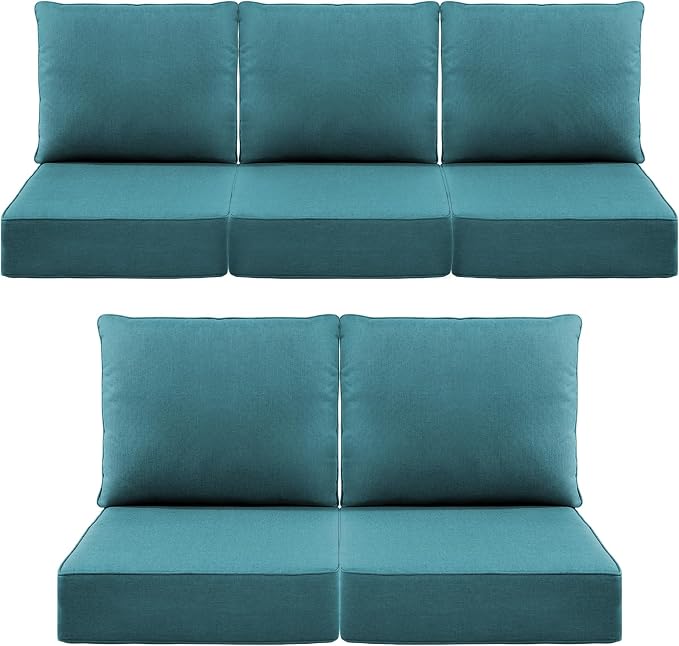 Luxury 6" Outdoor Cushions for Patio Furniture, Fade Resistant Couch Chair by Pugire