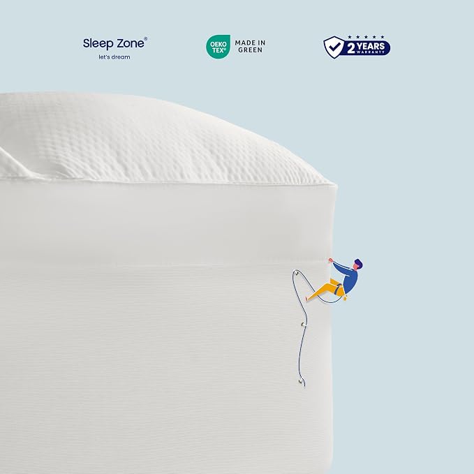 SLEEP ZONE Queen Mattress Protector, Deep Pocket Mattress Pad Cover, Thick - Image 5