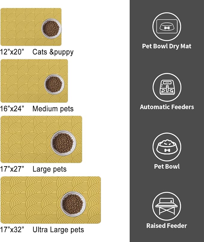Dog Food Mat for Floors, Absorbent and Quick-Drying Pet Cat Food Mat, - Image 4