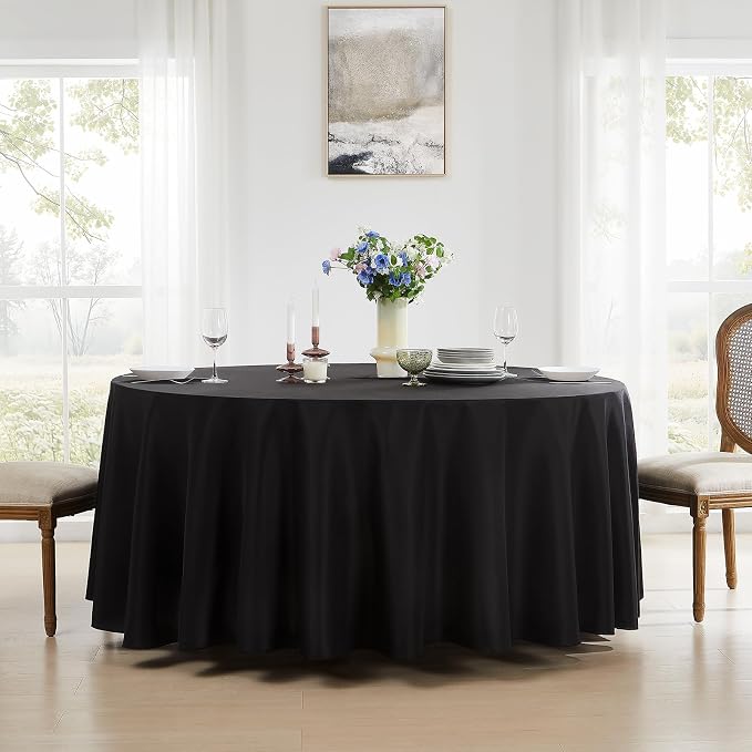 Round Tablecloth 10 Pack 90 Inch Black Tablecloths Washable Decorative Linen - Image 7