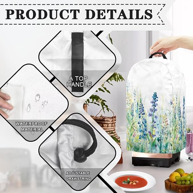 Blue Green Floral Coffee Machine Dust Cover Appliance Dust Covers Anti - Image 5