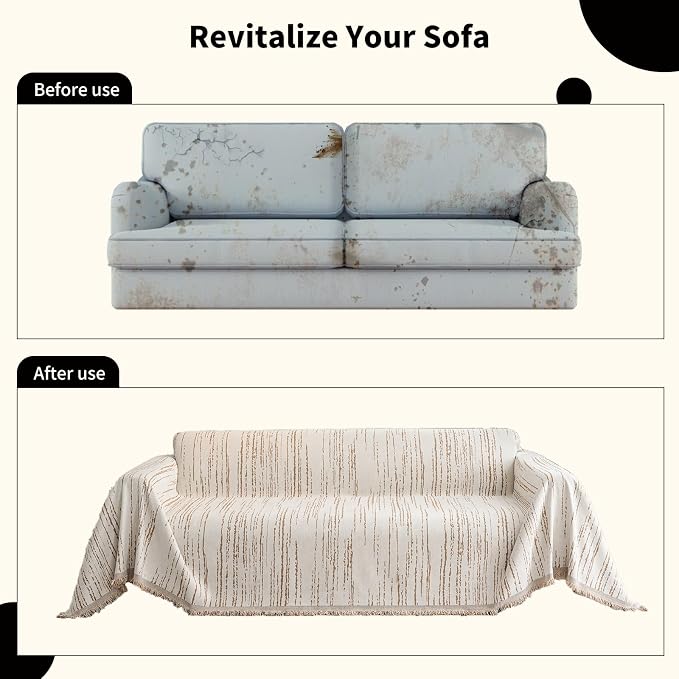 Chenille Couch Cover Pet Friendly, Sofa Cover Washable, Reversible Sofa - Image 6
