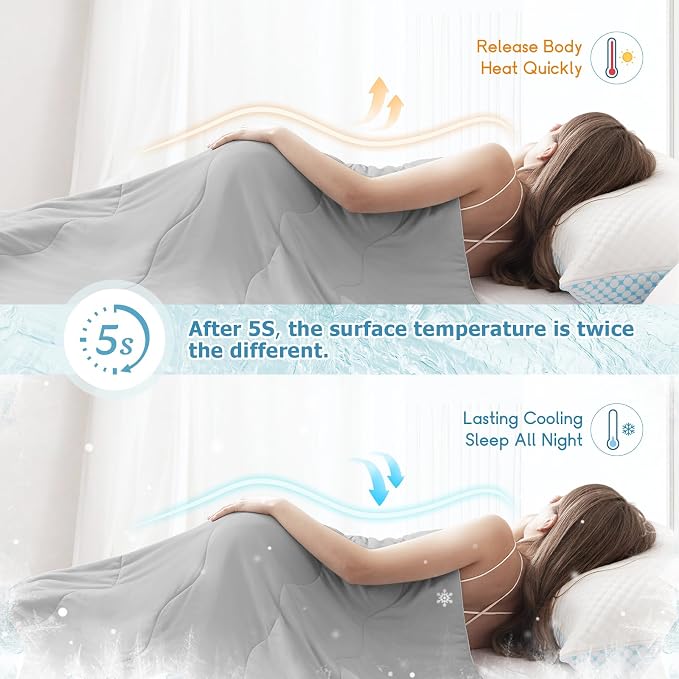 EASELAND Cooling Comforter King, Cold Touch Fabric Absorbs Body Heat, - Image 4