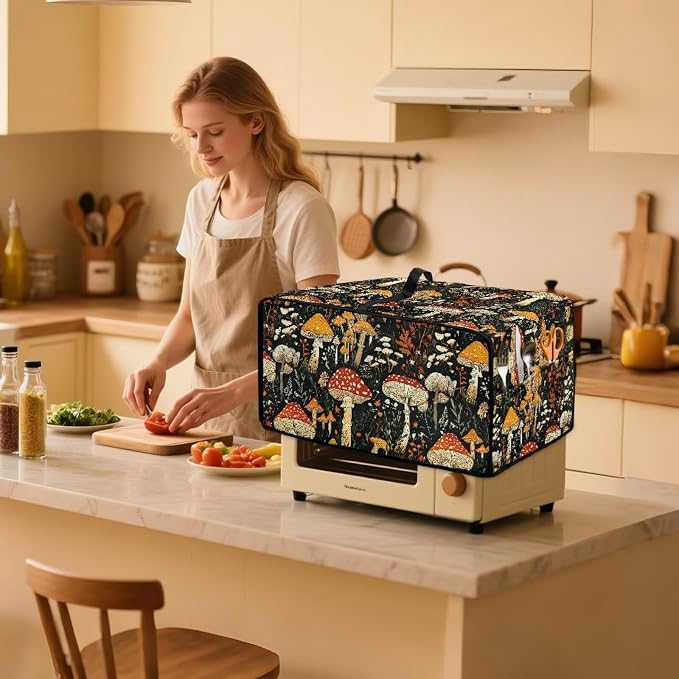 Dustproof Toaster Oven Cover Polyester-Linen Fabric Microwave Oven Dust Cover - Image 3
