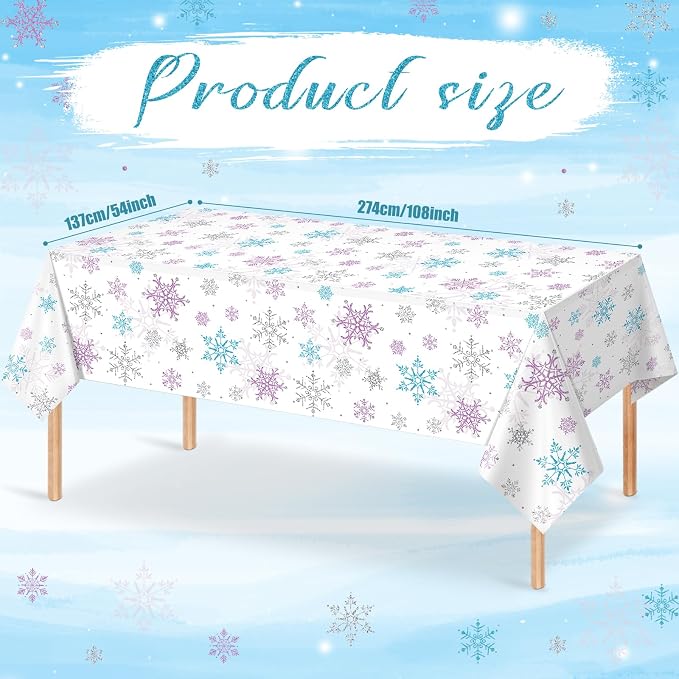 6 Pieces Christmas Snowflake Party Tablecloth Decorations, Plastic Purple and - Image 2