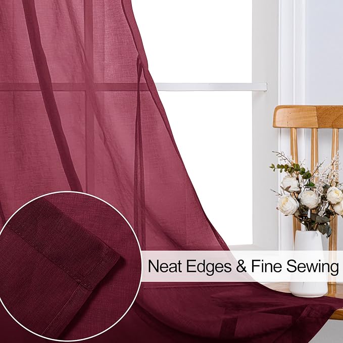 XWZO Sheer Curtains 84 Inches Length 2 Panels Set, Solid Grommet Semi - Image 4