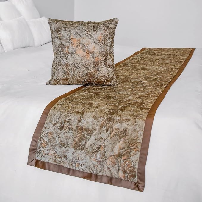 The HomeCentric King/Queen/Twin Copper Designer Twin 53"x18" Bed Runner - Image 4