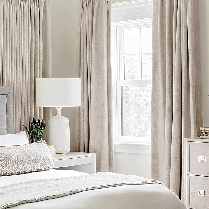 MIULEE Linen Textured Curtains for Bedroom Solid 100% Blackout Thermal - Image 2