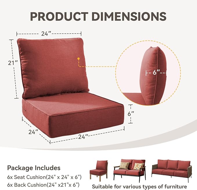 Outdoor Cushion Set for Furniture Patio Furniture, UV Resistant, Water Resistant - Image 2